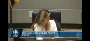 Bridgette Thorne at Board of Commissioners meeting