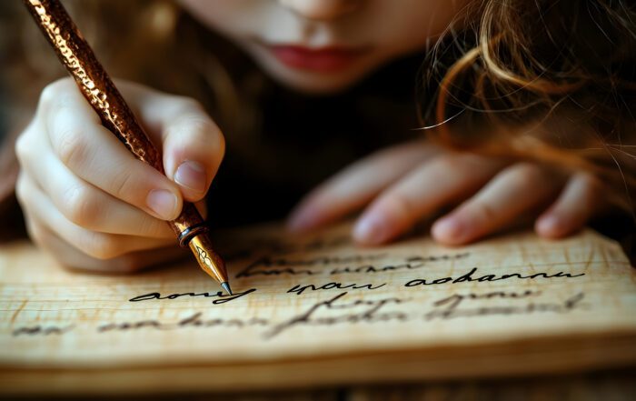 child learning how to write in cursive