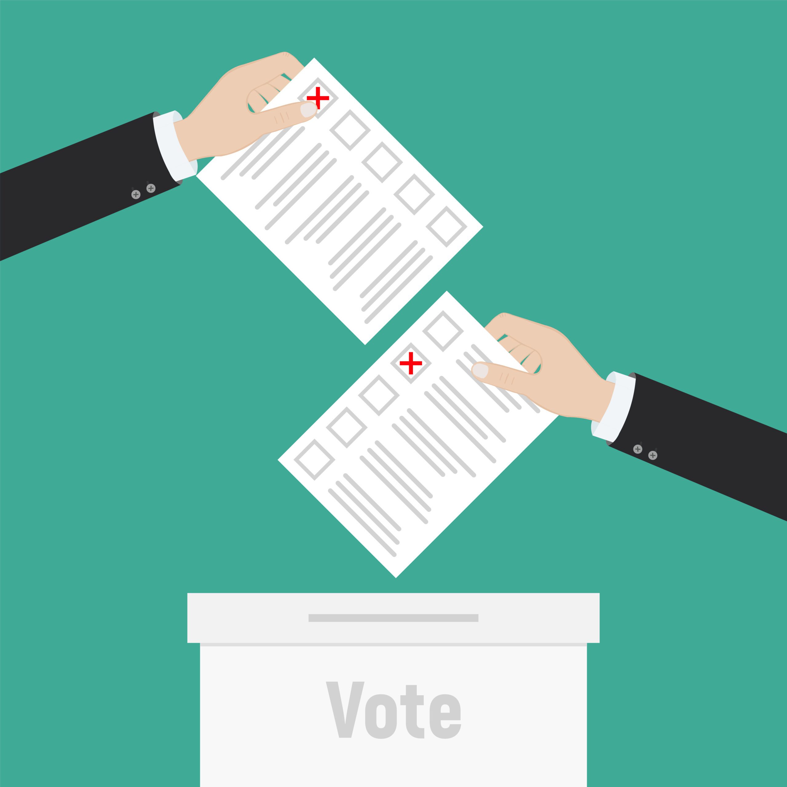 Ballots going into box to represent Ga Senator special election