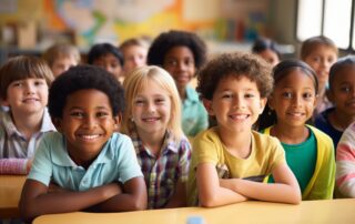 kids sitting in front of table to represent Georgia Department of Health